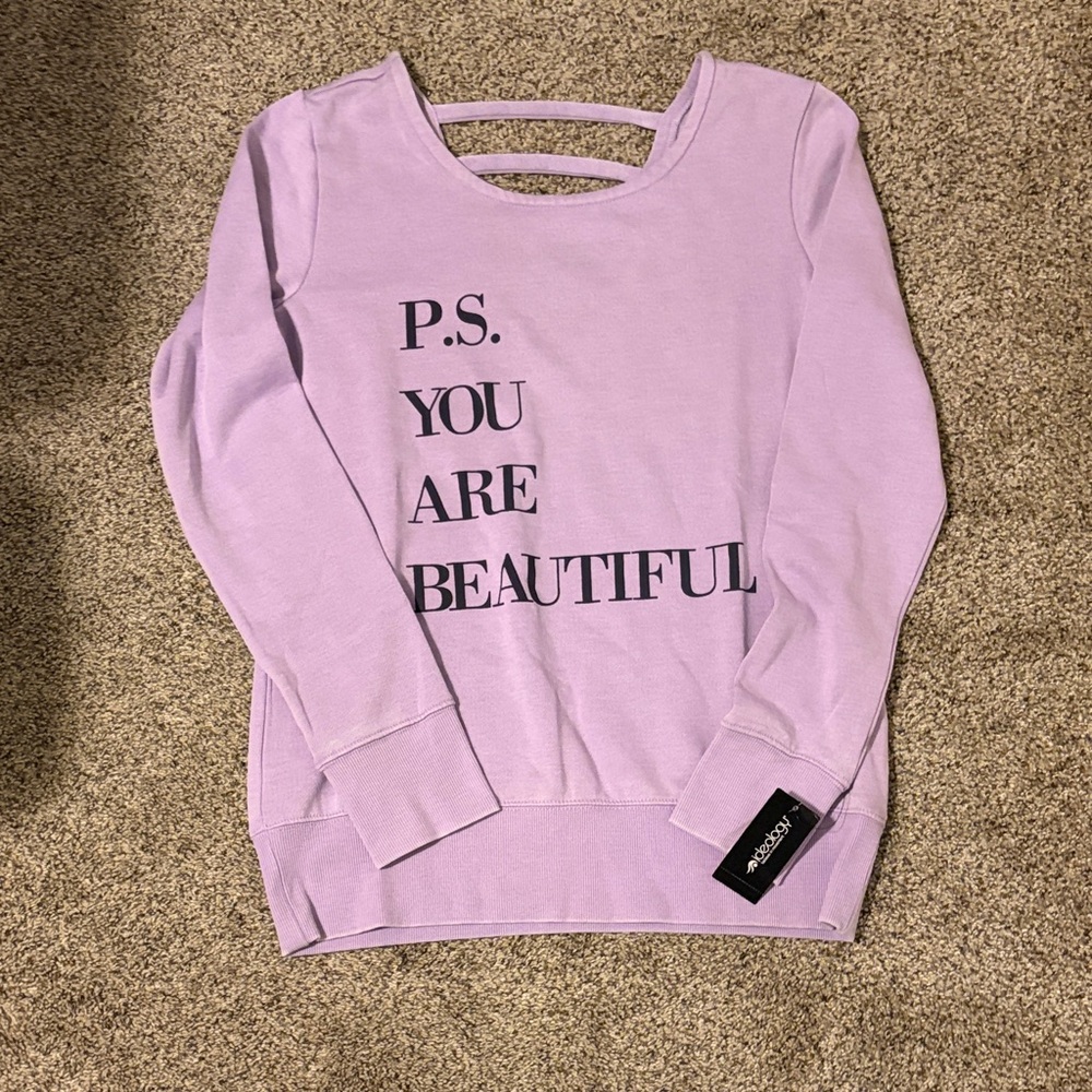 Ideology Lilac 'P.S. You Are Beautiful' Scoop Neck Sweatshirt